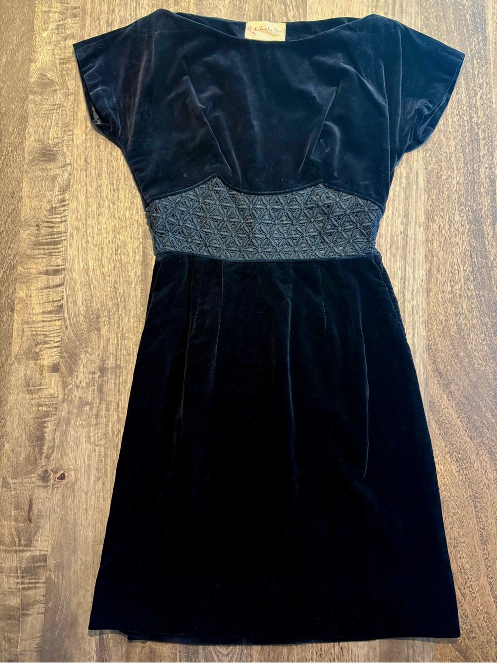 Candy Jrs VTG 1950s Black Velvet Dress  SZ SMALL Rockabilly Goth